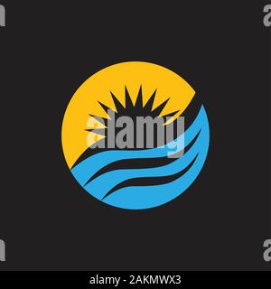 Lune soleil vagues circle logo coloré vector Illustration de Vecteur