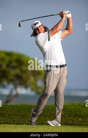 Honolulu, Hawaii, USA. Jan 9, 2020. - Pat Perez frappe son coup de départ sur le 17ème trou lors de la ronde 1 de l'Open Sony à Waialae Country Club à Honolulu, Hawaï. Glenn Yoza/CSM/Alamy Live News Banque D'Images