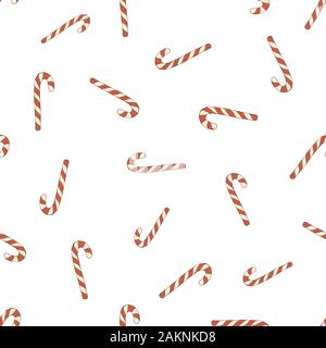 Texture hivernale sans fin saisonnière. Motif vectoriel coloré dessiné à la main sans couture pour les fêtes de Noël avec canne à sucre rayée isolée sur blanc Illustration de Vecteur