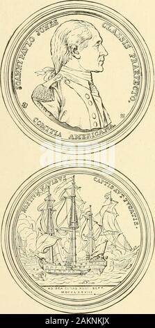 Politiques de l'histoire du monde et de leur grand réalisations . Unu -.5c.al circonstances.. Médaille décernée à John PAULJONES PAR LE CONGRÈS. 12} JOHN PAUL JONES. L'arrivée de Jones et son prix dans le muchinterest excité Texel dans le monde diplomatique. Les Anglais ont exigé que le prizessliould sera relâché et Jones lui-même abandonné en tant que pirate. Le DutchGovernment, bien que favorable aux Américains, n'était pas prêt, et donc temporized forwar. Une longue correspondance s'ensuivit, et le lieu a été adopté. Le Sérapis, qui avait été réaménagé, a été transférée en France, comme c'était le Sc Banque D'Images