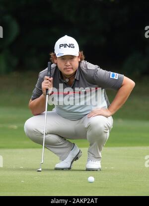 Kowloon, Hong Kong SAR, Chine : 9 janvier 2020. Open de Golf de Hong Kong tour 2. Tomoharu Otsuki du Japon sur le 16ème green.Alamy live news/Jayne Russell Banque D'Images