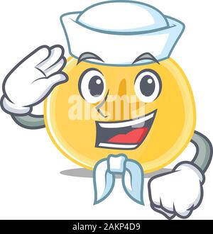 Une mascotte conception de chips de banane Sailor wearing hat Illustration de Vecteur