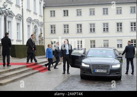 Angela Merkel Bundeskanzlerin wird von Bundespräsident Frank-Walter Steinmeier senneur und Frau Elke Büdenbender empfangen im Schloss Bellevue , Ber Banque D'Images