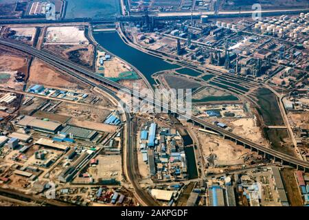 Port de Tianjin Binhai aérienne Banque D'Images