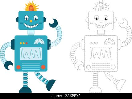 Robot et relier les points photo. Pour les enfants d'âge préscolaire. Illustration de Vecteur