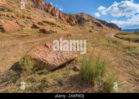 Paysage pittoresque dans les badlands du Kazakhstan Banque D'Images