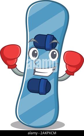 Snowboard Boxe sportive mascot character in style Illustration de Vecteur