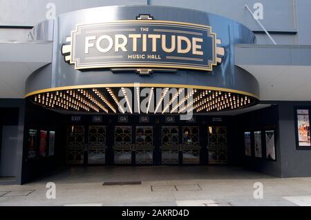 Brisbane, Queensland, Australie - 13 novembre 2019 : vue sur l'entrée de la salle de musique Fortitude d'inspiration Art déco située dans Fortitude Valley Banque D'Images