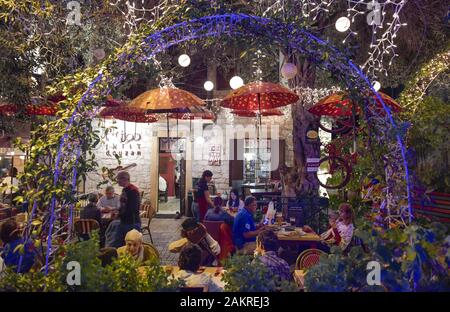 Restaurant, Deutsche Kolonie, Sderot Ben Gourion, Altstadt, Haïfa, Israël Banque D'Images