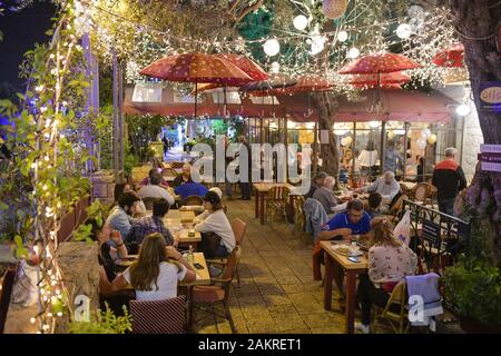 Restaurant, Deutsche Kolonie, Sderot Ben Gourion, Altstadt, Haïfa, Israël Banque D'Images