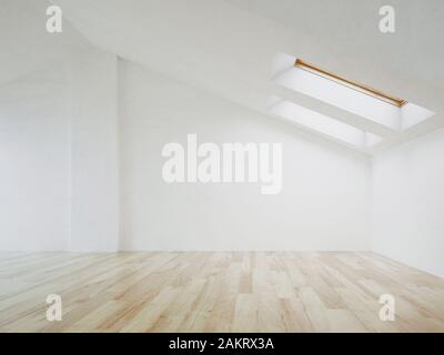 Mur intérieur classique et moderne avec parquet, salle vide, 3D Rendering Banque D'Images