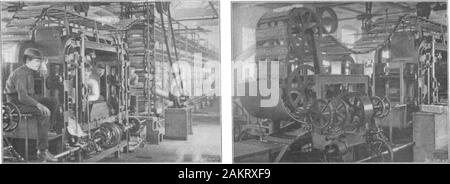 Scientific American Volume 85 Numéro 10 (septembre 1901) . qui s'étendent sur toute la widthof le transporteur. Comme chaque image est successivelybrought platesthe avant sous la charge de 400 laiton attelles est poussé vers le bas dulimiteur dans les cadres. Les lattes arethen fermé hermétiquement et les attelles lockedin, au moyen d'une circulaire cam. Le posi-tion de la matchs seront clairement visibles dans diverses illustrations. La voiture-rier sans fin, comme nous l'avons dit, a un intermittentmotion dans une direction, et le insertionof les matches dans le bloc est accomplishedat le moment le transporteur s'arrête-t Banque D'Images