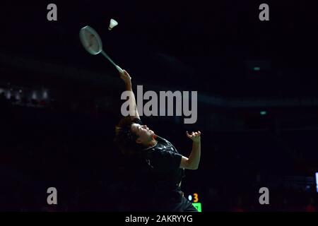 Kuala Lumpur, Malaisie. 10 janvier, 2020. Il Bingjiao de la concurrence de la Chine pendant féminin contre match quart Okuhara Nozomi du Japon à la Malaisie Masters 2020 tournoi de badminton à Kuala Lumpur, Malaisie, le 10 janvier 2020. Credit : Chong Chung Voon/Xinhua/Alamy Live News Banque D'Images