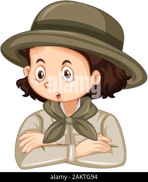 Fille en uniforme marron sur fond blanc illustration Illustration de Vecteur