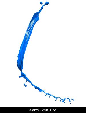 Coup de peinture bleu isolé sur fond blanc Banque D'Images