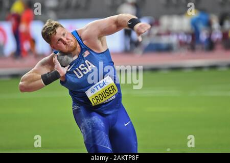 Ryan Crouser (USA). Lancer du poids médaille d'argent. Championnats du monde d'athlétisme de l'IAAF, Doha 2019 Banque D'Images