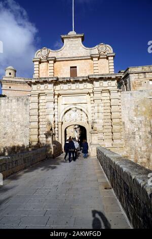 Historische Altstadt Mdina - Hauptstadttor und Stadtmauer, Malte Banque D'Images