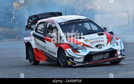 Chiba, Japon. 10 janvier, 2020. Sébastien Ogier pilote et Julien Ingrassia effectuer la démonstration sur la Yaris WRC lors de la Tokyo Auto Salon 2020 dans Chiba-Prefecture, le Japon le vendredi 10 janvier 2019. Environ 438 constructeurs automobiles et fabricants de pièces d'auto appel leurs derniers produits à trois jours de voitures personnalisées et les voitures de course exposition à cet événement. Photo par Keizo Mori/UPI UPI : Crédit/Alamy Live News Banque D'Images