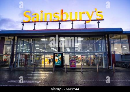 Supermarché Sainsbury's, Livingston, en Ecosse. Banque D'Images