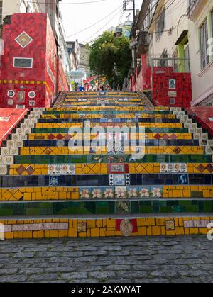 Escalier selarón (Escadaria Selarón), Centro, Rio de Janeiro, Brésil. Banque D'Images