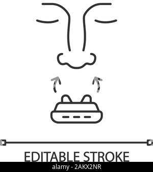 Appareil Anti Ronflement icône linéaire. Nez bouchons de mise à l'agrafe. Traitement de l'apnée obstructive du sommeil. Arrêter de ronfler le sida. Fine ligne illustration. Symbole de contour. V Illustration de Vecteur