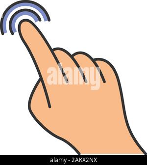 L'icône de l'écran tactile couleur de gestes. Touchez, pointer, cliquer, double-cliquer, glisser, double-cliquez sur les gestes. En utilisant les appareils sensoriels. Les droits de la main et des doigts. V isolés Illustration de Vecteur