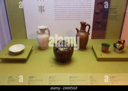 Musée de Teaware, expositions de théières anciennes et de théières historiques, à l'intérieur du Musée de Teaware, Hong Kong Asie Banque D'Images