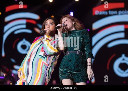 Les artistes canadiens-français Arianne Moffatt (à gauche) et France D'Amour sont vus sur scène lors de la Fête nationale du Québec sur les plaines d'Abraham à Québec Dimanche 23 juin 2019. La Fête nationale du Québec, également connu comme la fête de la St-Jean-Baptiste, fête nationale du Québec est. Banque D'Images