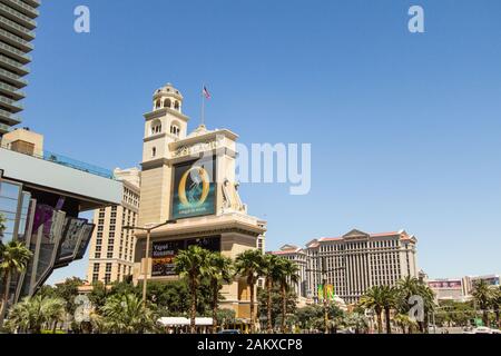 Las Vegas, Nevada - Extérieur du niveau de la rue vue sur le Bellagio Casino and resort sur le Strip de Las Vegas à Las Vegas, Nevada, USA Banque D'Images