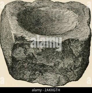 Lac écossais antique-logements ou crannogs : avec un chapitre supplémentaire sur les vestiges du lac-logements en Angleterre . o essentiel d'thesharpening d'outils de métal. Fig. 194.-Bloc de grès Q). L'EXCAVATION D'UN CKANNOG AU BUSTON. 213 Cup Pierre.-une petite tasse stone à l'intérieur dela. crannog La pierre est lisse sur sa partie supérieure et undersurfaces et sur un côté, d'autres côtés sont irregularlyshaped butthe. La coupe elle-même isquite andlooks lisse et circulaire, comme s'il avait été utilisé en top petit mortier. Son diameteris seulement 1 pouces, et profondeur halfan pouce (Fig. 195). Querns. Seulement deux upperquern-stones Banque D'Images