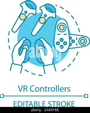 Les contrôleurs VR concept icône. Gadget de réalité virtuelle. Console de jeux VR, commande à distance. Manette de jeu de réalité virtuelle, les contrôleurs idée fine ligne illustration Illustration de Vecteur