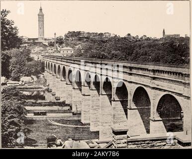 New York, la métropole : ses hommes d'affaires et professionnelles a fait remarquer. . Ubberies. Les ponts, à l'exception de l'East River ou pont de Brooklyn, qui relie l'île de Manhattan avec un itsoutlying branches et affluents, sont : l'État de Washington, une structure noble enjambant la rivière Harlem Heights, connectingWashington avec ce qui est connu comme le District ; beaucoup admiré pour son architecture en beaiityand la proportion. Haut pont, qui enjambe la rivière Harlem également au 175e rue et 10e avenue, un tiers de xxviii NEW YORK, LA MÉTROPOLE. un mille en aval du pont de Washington. Il a été construit pour transporter les Banque D'Images