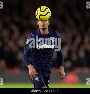 Sheffield, Royaume-Uni. 10 janvier, 2020. Sébastien Haller de West Ham United au cours de la Premier League match entre Sheffield United et West Ham United à Bramall Lane le 10 janvier 2020 à Sheffield, en Angleterre. (Photo de Daniel Chesterton/phcimages.com) : PHC Crédit Images/Alamy Live News Banque D'Images