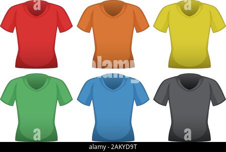 T-shirts en six couleurs différentes illustration Illustration de Vecteur