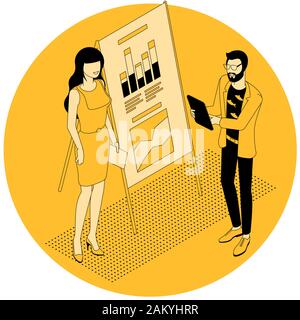 Vecteur de communication d'affaires isométrique Illustration de Vecteur