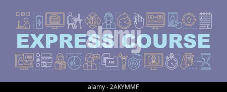 Cours de langues en ligne concept mot bannière. Présentation, site web. Commencer à apprendre pour les débutants. École de langue étrangère Express, l'éducation, des classes. Illustration de Vecteur