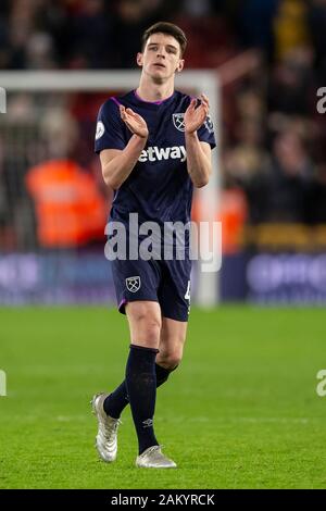 Sheffield, Royaume-Uni. 10 janvier, 2020. Declan Rice de West Ham United semble découragée après le premier match de championnat entre Sheffield United et West Ham United à Bramall Lane le 10 janvier 2020 à Sheffield, en Angleterre. (Photo de Daniel Chesterton/phcimages.com) : PHC Crédit Images/Alamy Live News Banque D'Images