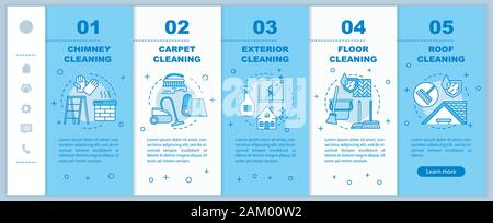 L'intégration des services de nettoyage supplémentaire des pages web mobiles modèle vectoriel. Nettoyage extérieur. Site web de l'idée d'interface smartphone réactif, illustration Illustration de Vecteur