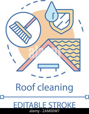Nettoyage de toiture concept icône. Service de nettoyage supplémentaire idée fine ligne illustration. Ramoneur. Laver les carreaux. L'entretien de la maison. Agence de nettoyage. V Illustration de Vecteur