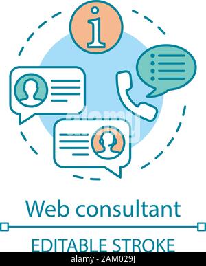 Consultant Web concept icône. Service de support client idée fine ligne illustration. Centre de contact. Chat en ligne. L'assistance client. Maintenance Web. Ve Illustration de Vecteur