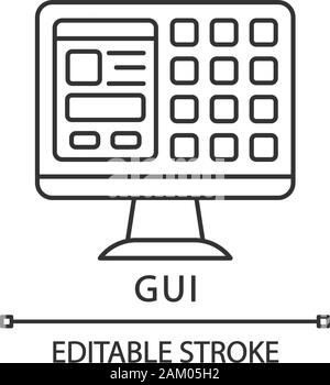 L'icône de l'interface graphique. linéaire Interface utilisateur graphique. Environnement de bureau graphique. Écran d'ordinateur. Fine ligne illustration. Symbole de contour. Vector ou isolés Illustration de Vecteur