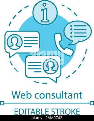 Consultant Web concept icône. Service de support client idée fine ligne illustration. Centre de contact. Chat en ligne. L'assistance client. Maintenance Web. Ve Illustration de Vecteur