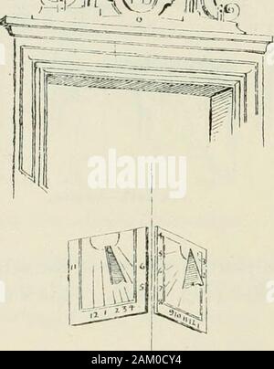 L'architecture domestique et de l'Écosse, du xiie au xviiie siècle . Cadrans solaires 368 - Cadrans solaires 2. Compose avec deux visages sur les angles op les bâtiments. John Knoxs House, Édimbourg (voir le Tome iv. p. 431).-Sur le sud-ouest la projection de coin de cette maison il y a une remarquable pièce ofsculpture, contenant une ligne téléphonique qui ne semble pas avoir été hithertorecognized. Il contient un chiffre, très habilement la ronde torsadée cornerof la chambre, représentant Moïse à genoux sur le sommet d'un mont pointingwith sa main droite à une surcharge du soleil figuie en gloire, c'est sur, sculpté Banque D'Images