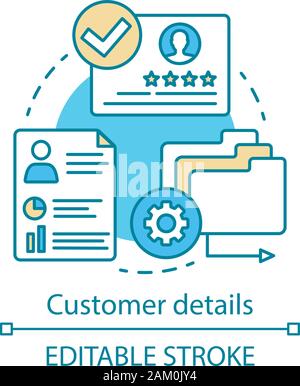 Détails client concept icône. Informations commerciales idée fine ligne ...