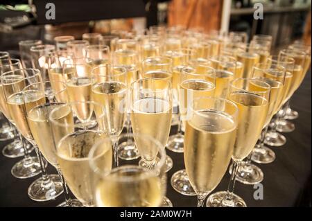 Champagne partie de mettre en place Banque D'Images