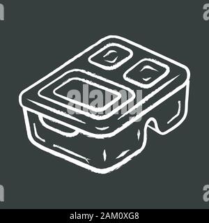 Boîte à lunch réutilisables icône Chalk. Zéro déchets swap. Eco Friendly, recyclage, élimination. Conteneur de stockage des aliments. Le déjeuner fait maison. Nourriture packagi en plastique Illustration de Vecteur