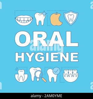 L'hygiène orale concepts mot bannière. Clinique dentaire. Des dents en bonne santé. Stomatologie. Présentation, site web. Lettrage typographie idée isolée avec ic linéaire Illustration de Vecteur