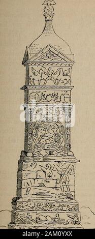 Histoire de l'architecture en Belgique : depuis les temps les plus reculés jusqu'à l'époque actuelle . ^ -af m aine au milieu. deFabaque Leur enta-blement, richement sculpté, est surmonté à chacunedes quatre visages dun fronton, dont les angles. Banque D'Images