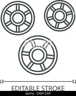 Rotelle icône linéaire. En forme de roues de charrette des pâtes. Les nouilles brutes ruote non cuits. La cuisine traditionnelle italienne. Fine ligne illustration. Symbole de contour. Vecto Illustration de Vecteur