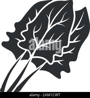 Icône glyphe d'épinards. En salade. L'usine de l'agriculture. Les feuilles. Ferme maraîchère. L'alimentation biologique. La nourriture végétarienne et végétalienne. Régime alimentaire. La vitamine. Silhouette sy Illustration de Vecteur